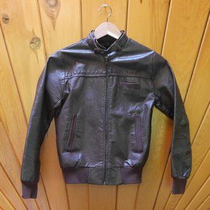 Vintage Brown Leather Bomber Jacket